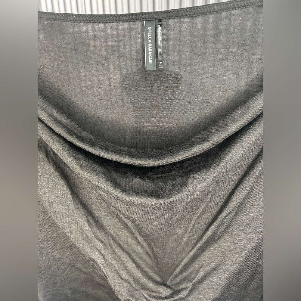 Women’s Stella Carakasi Black Hemp Nylon Short Sleeve Blouse Top Designer Large - Picture 3 of 4